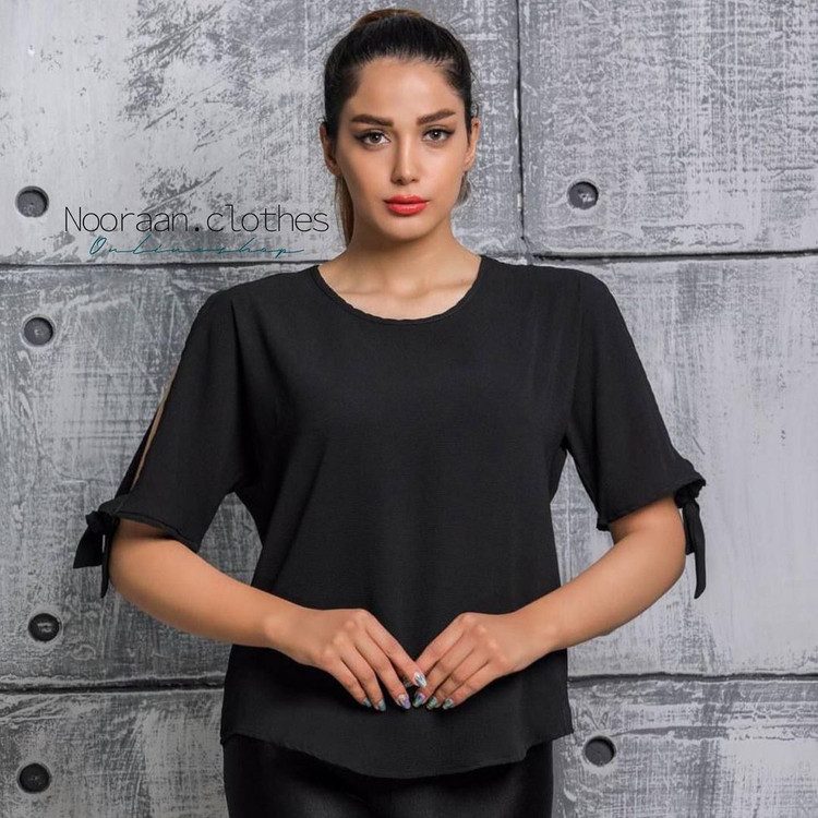 شومیز جلوبسته سرشانه خالی