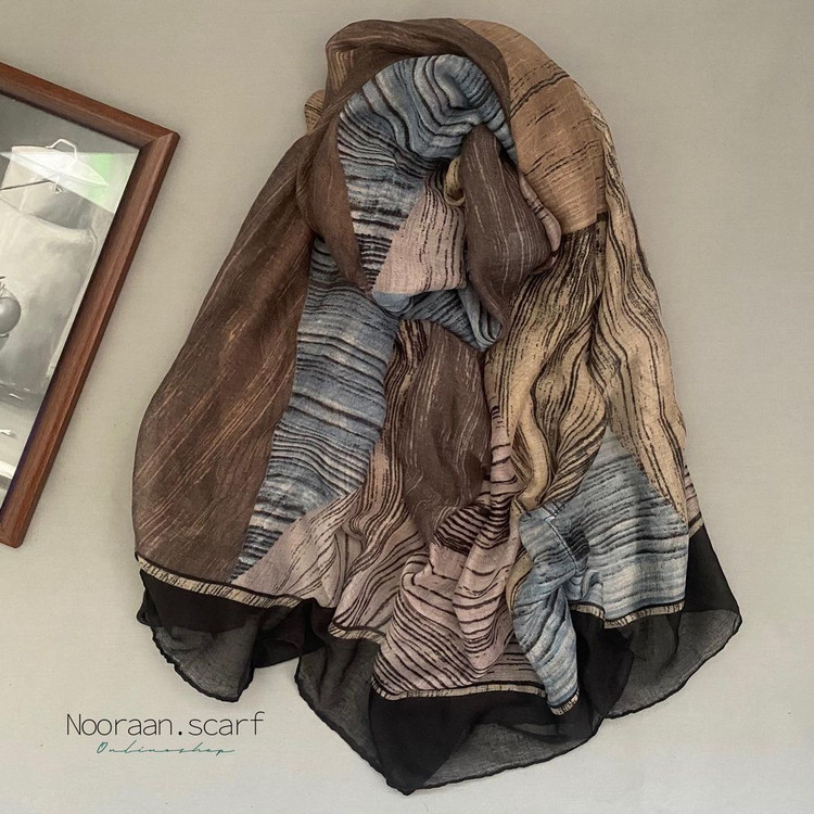 شال نخی خنک تابستانه قهوه ای