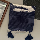 شال نخی تابستانه منگوله دار آبی سفید