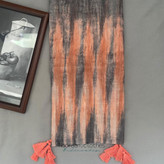 شال نخی منگوله دار صورتی طوسی