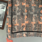 شال نخی منگوله دار صورتی طوسی