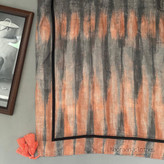 شال نخی منگوله دار صورتی طوسی