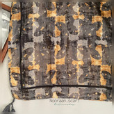 شال نخی طرحدار منگوله دار قهوه ای طوسی