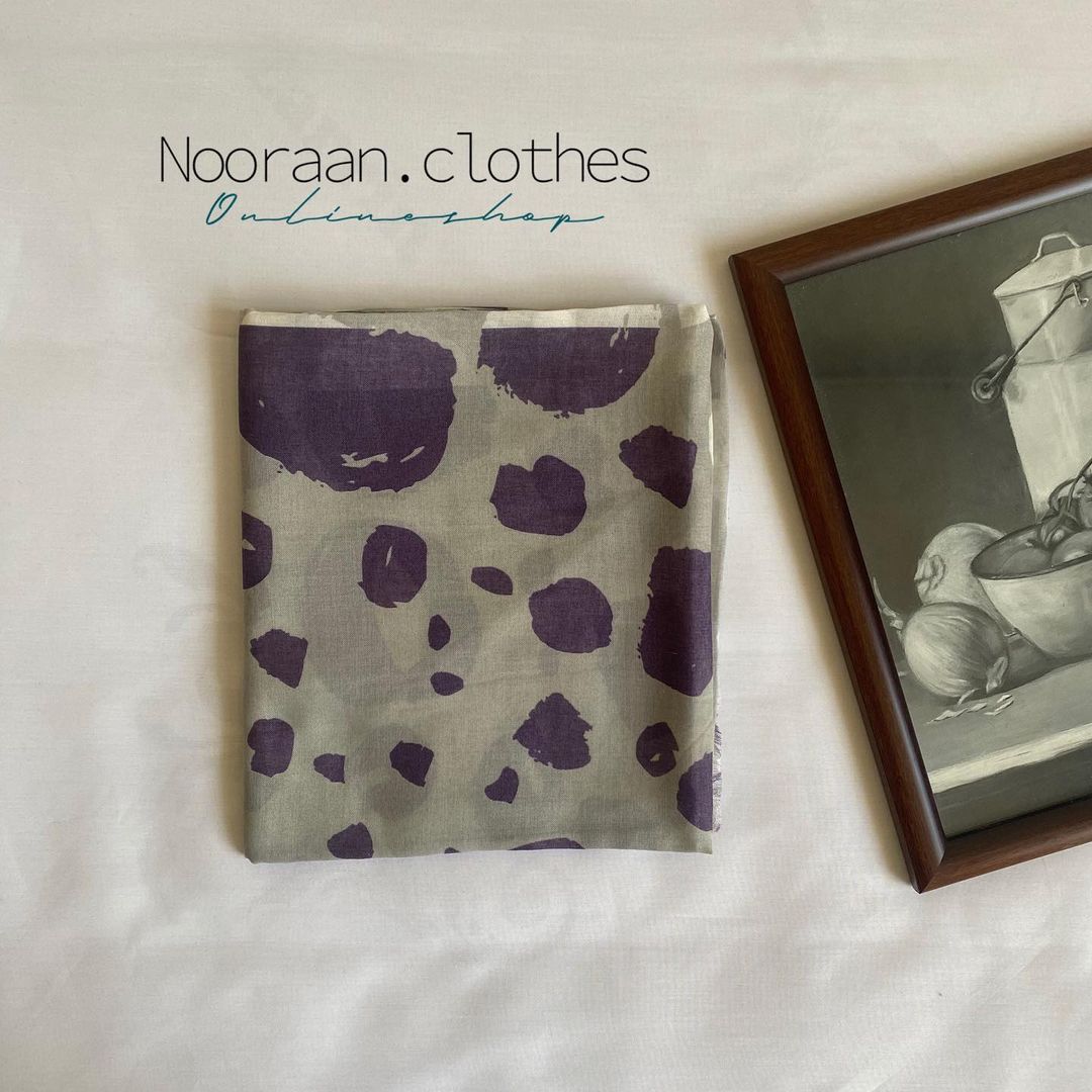 شال نخی تابستانه بنفش طوسی