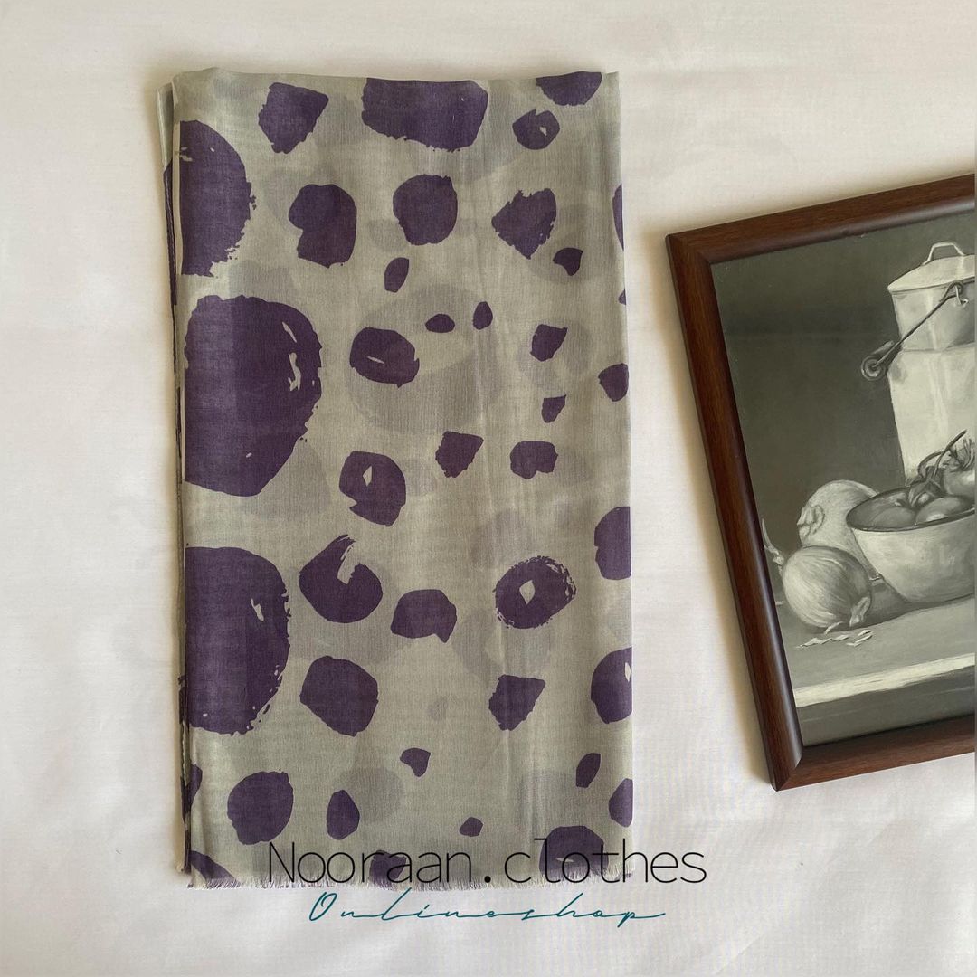 شال نخی تابستانه بنفش طوسی