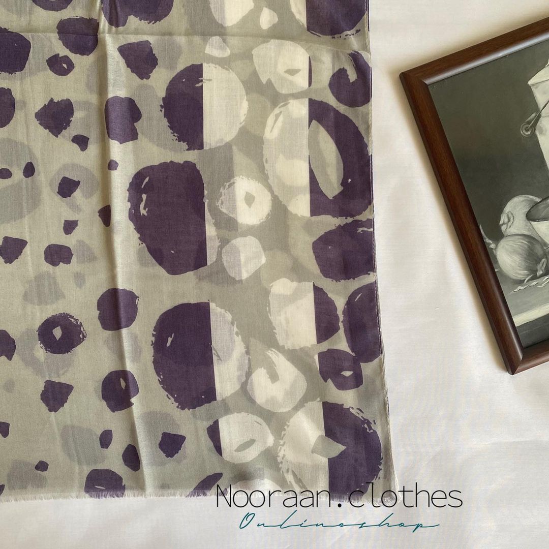 شال نخی تابستانه بنفش طوسی