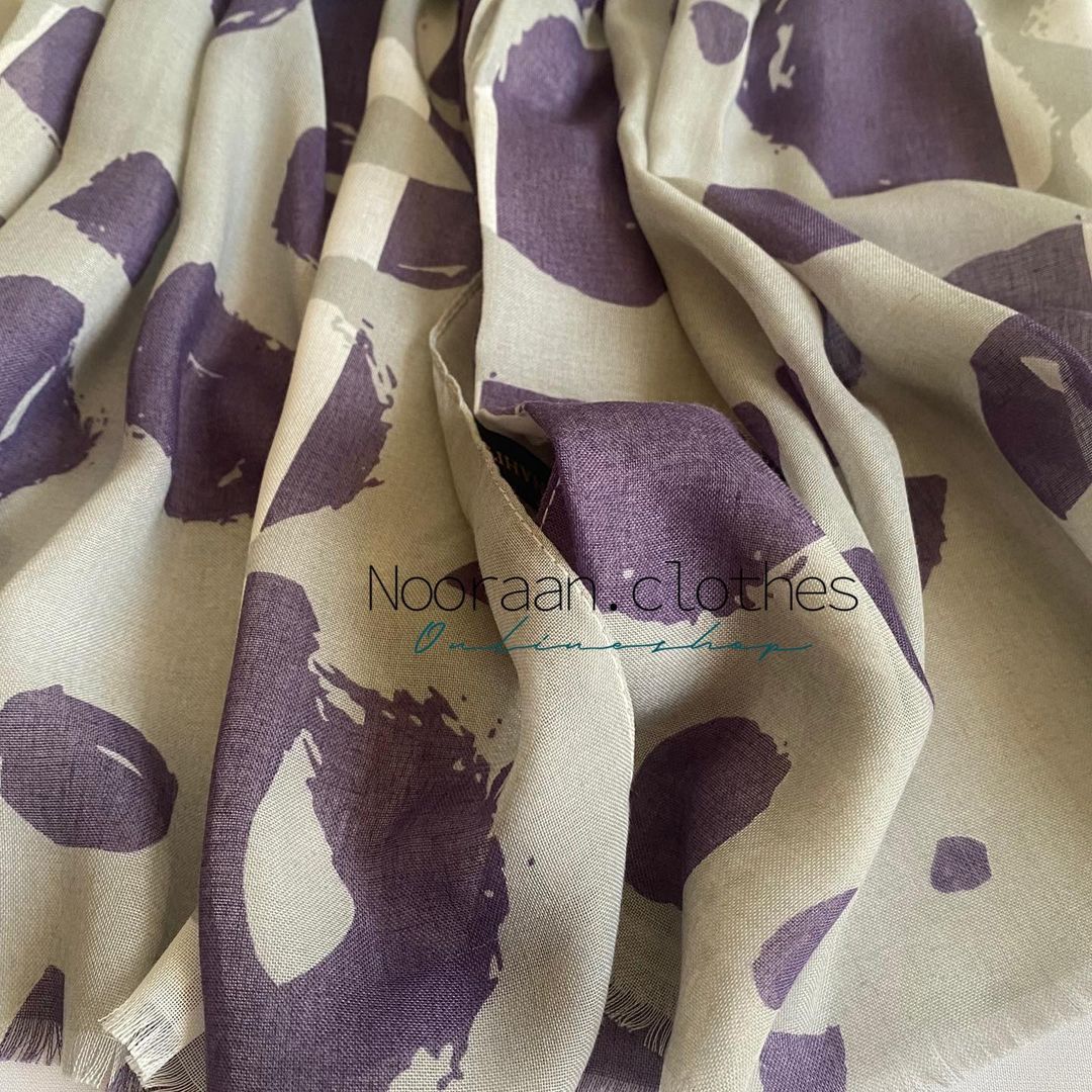 شال نخی تابستانه بنفش طوسی