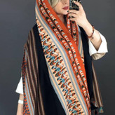 شال نخی پاییزه مشکی نارنجی