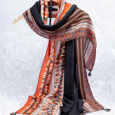 شال نخی پاییزه مشکی نارنجی