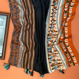 شال نخی پاییزه مشکی نارنجی