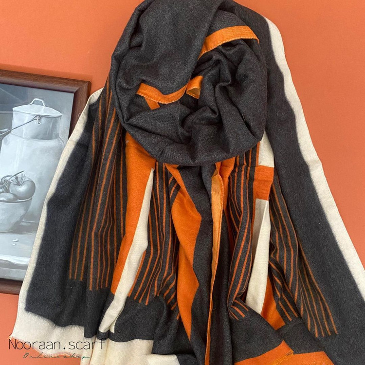 شال موهر مشکی نارنجی