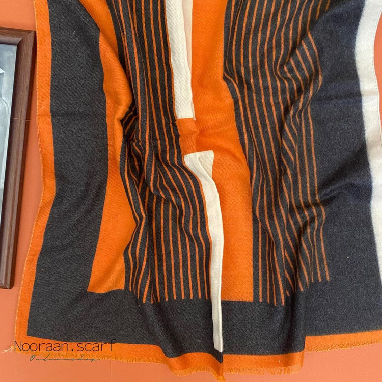 شال موهر مشکی نارنجی