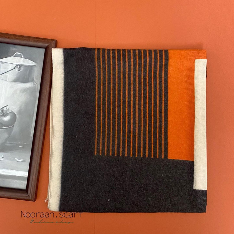 شال موهر مشکی نارنجی