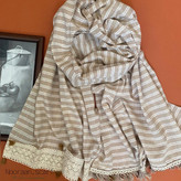 شال نخی مزونی پاییزه راه راه کاهی