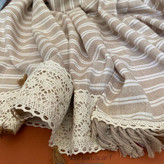 شال نخی مزونی پاییزه راه راه کاهی