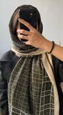 شال نخی پاییزه سبز کرم وارداتی