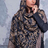 روسری کرپ نخ کرم قهوه ای