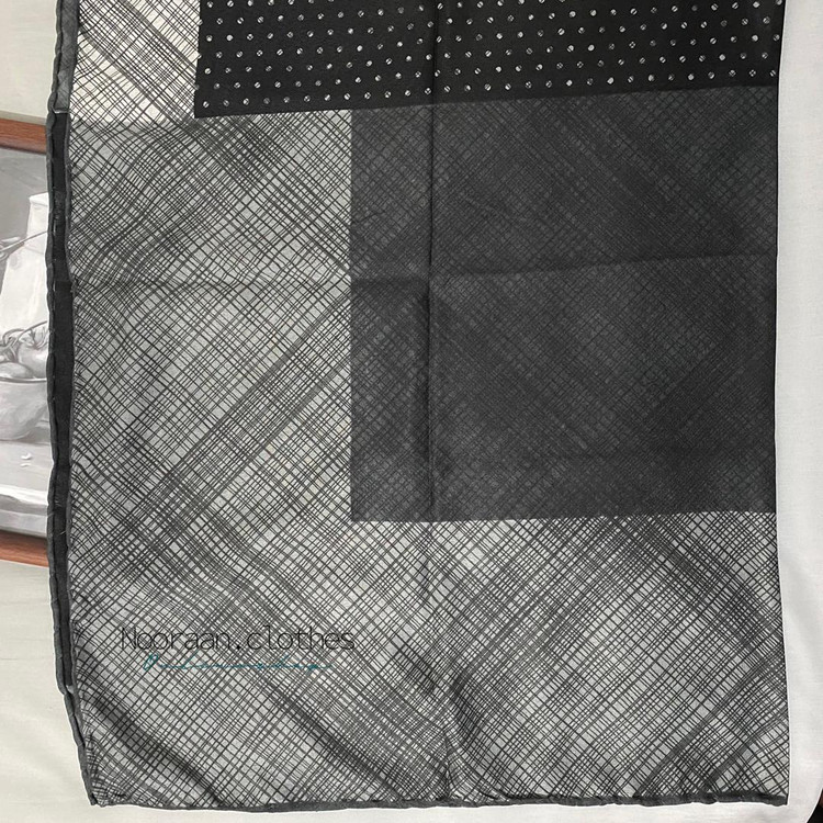 روسری نخی پاییزه مشکی طوسی 104504