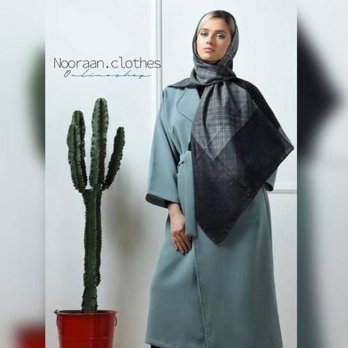 روسری نخی پاییزه مشکی طوسی 104504