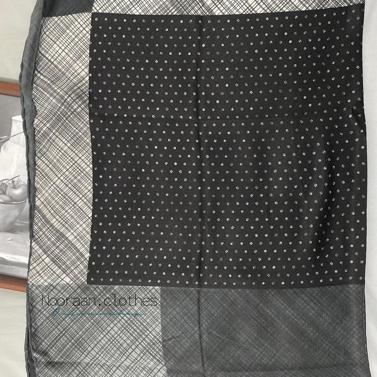 روسری نخی پاییزه مشکی طوسی 104504