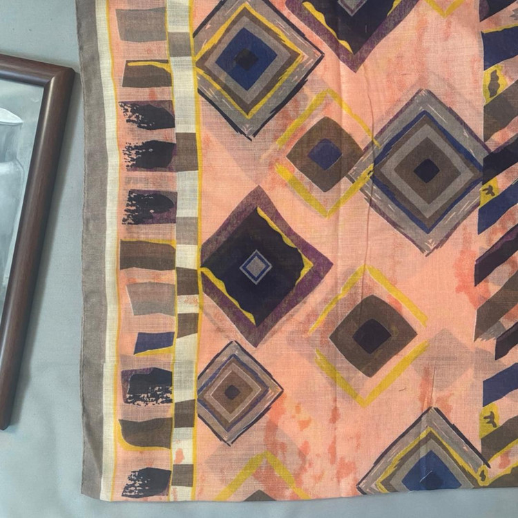 شال نخی تابستانه طرحدار گلبهی 104002