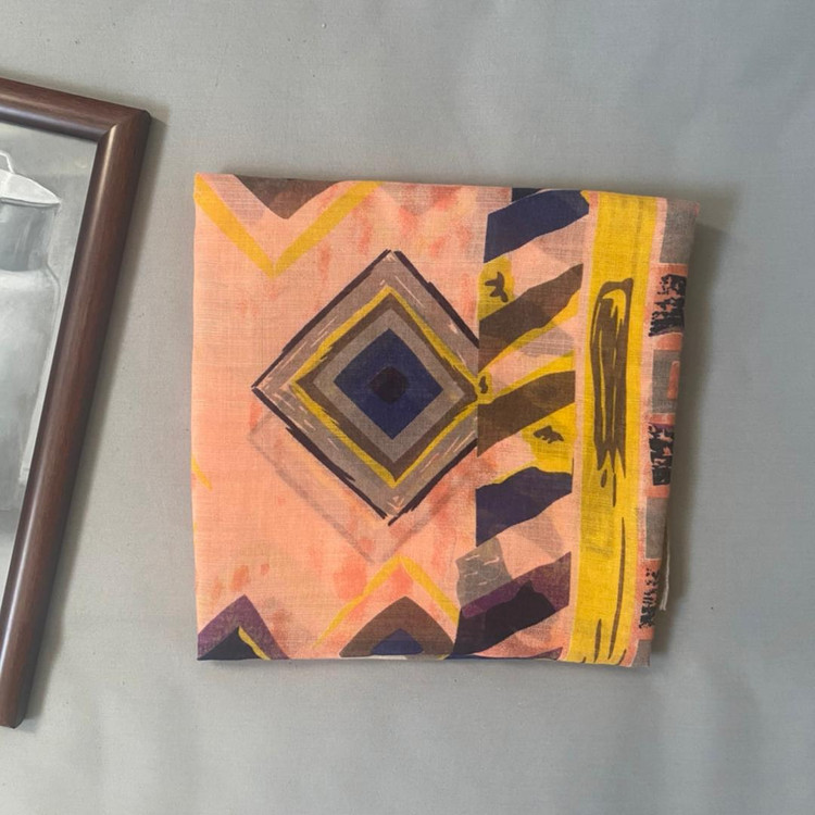 شال نخی تابستانه طرحدار گلبهی 104002