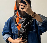 شال نخی پاییزه مشکی نارنجی 105801