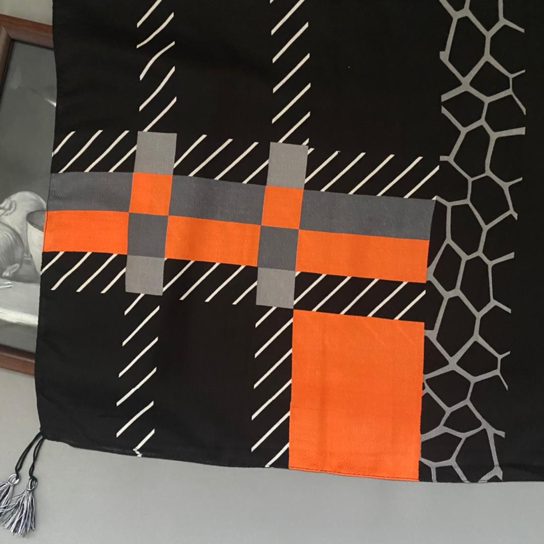 شال نخی پاییزه مشکی نارنجی 105801