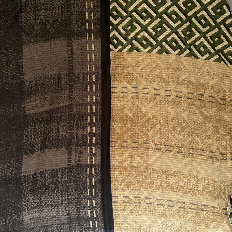 شال نخی پاییزه طرحدار خاکی سبز105804