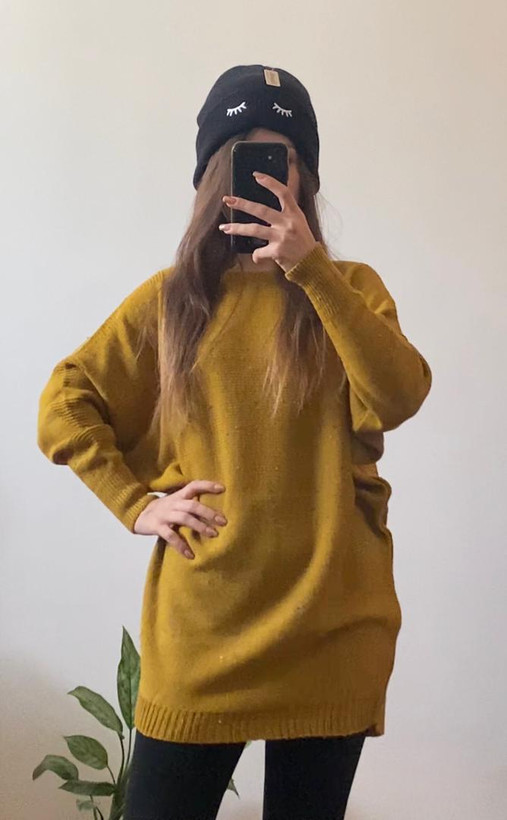 بافت پاییزه کیمونو کوتاه خردلی 106102