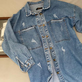 مانتو جین پاییزه آبی کمرنگ 105206