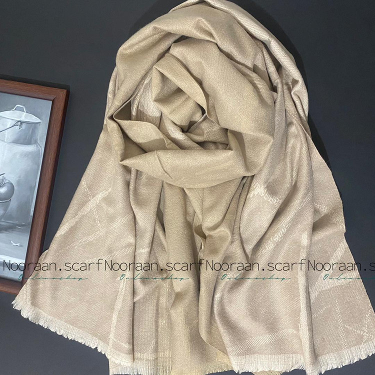 شال پاییزه موهر کرمی طرحدار 104804