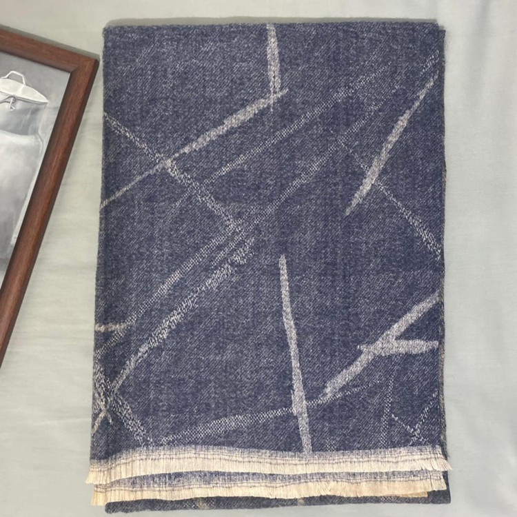 شال پاییزه موهر آبی تیره طرحدار 104806