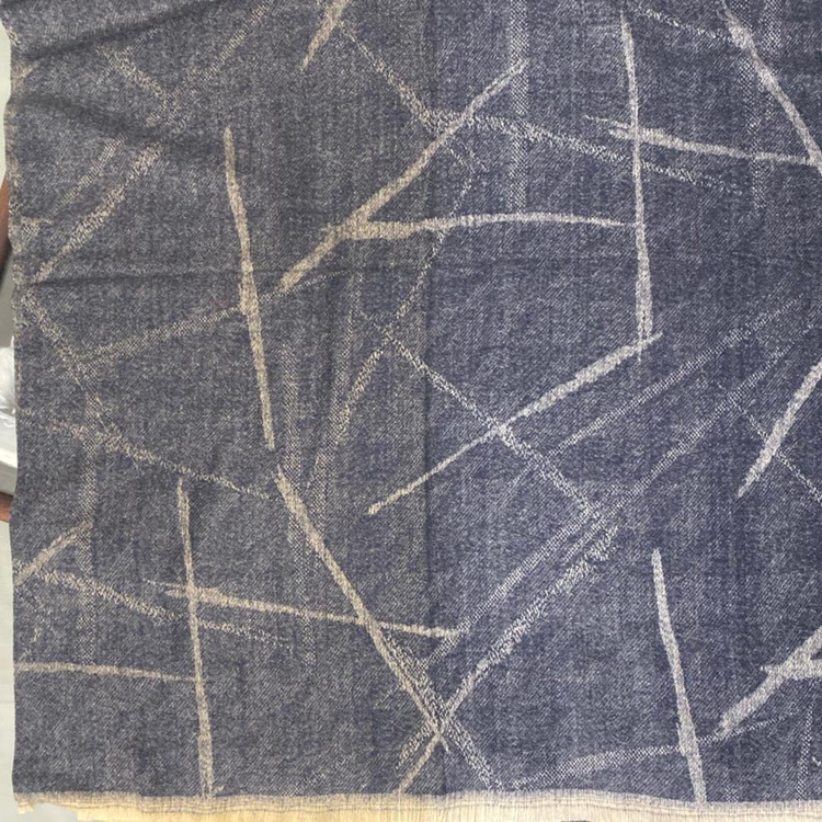 شال پاییزه موهر آبی تیره طرحدار 104806