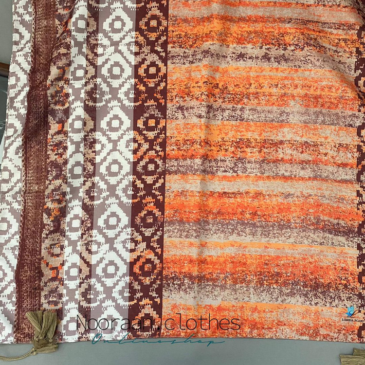 شال نخی منگوله دار نارنجی 106704