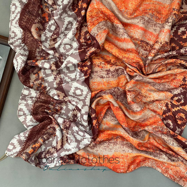 شال نخی منگوله دار نارنجی 106704