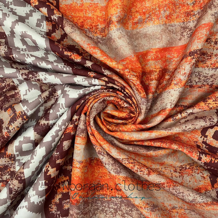 شال نخی منگوله دار نارنجی 106704