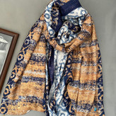 شال نخی منگوله دار خردلی  106706