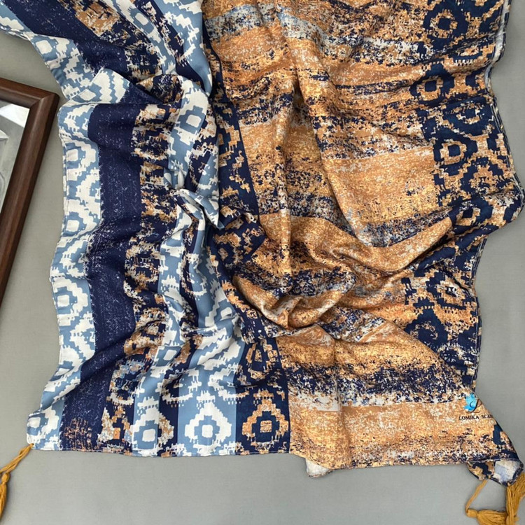 شال نخی منگوله دار خردلی 106706