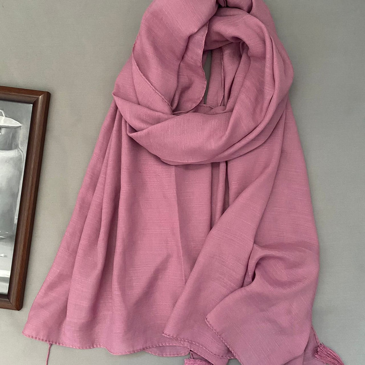 شال نخی اسلپ ساده صورتی 107107