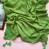 شال پلیسه ساده سبز 107207