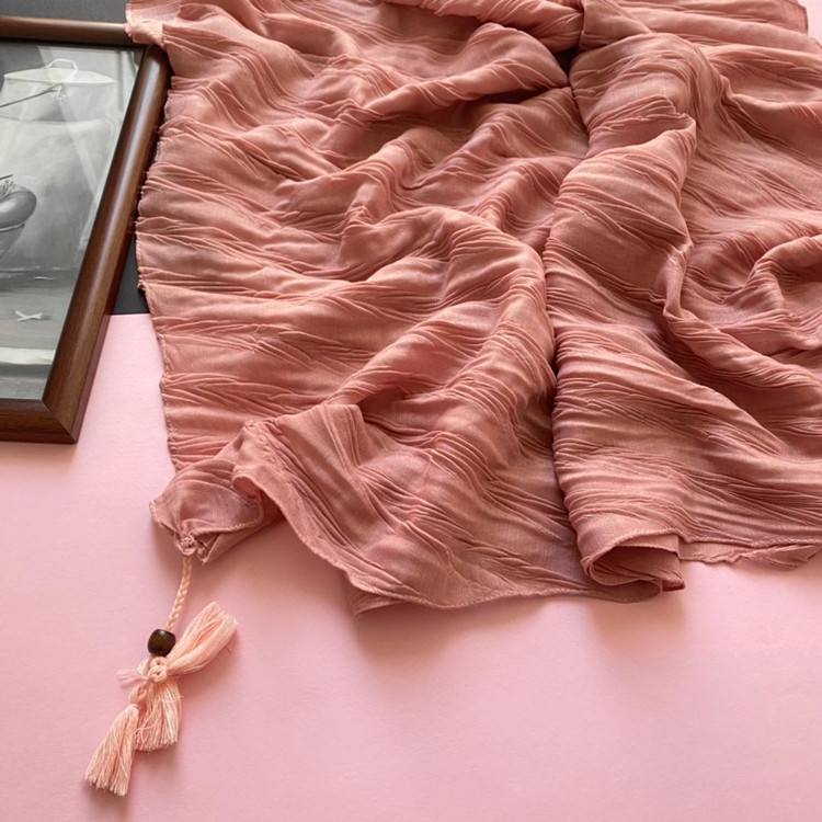 شال بهاره کالباسی ساده پلیسه 107204