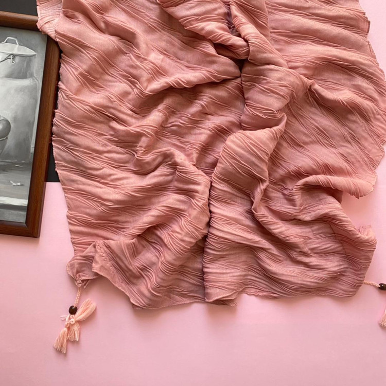 شال بهاره کالباسی ساده پلیسه 107204