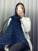 شال بهاره سورمه ای ساده پلیسه 107212