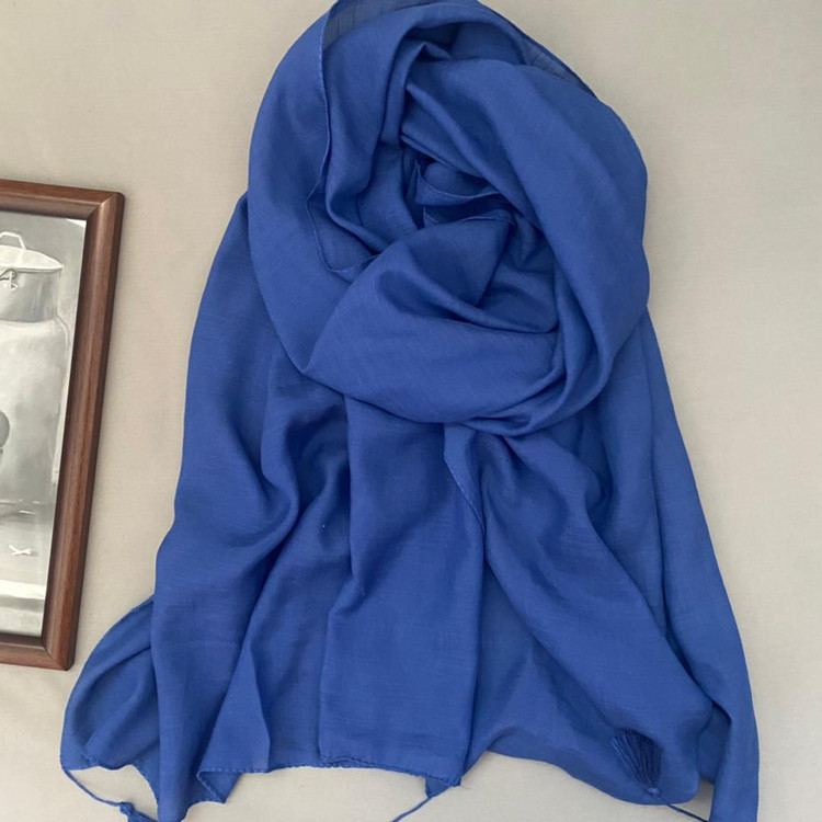 شال نخی بهاره آبی ساده اسلپ 107112