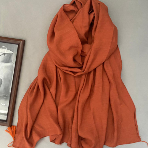 شال نخی بهاره آجری ساده اسلپ 107114
