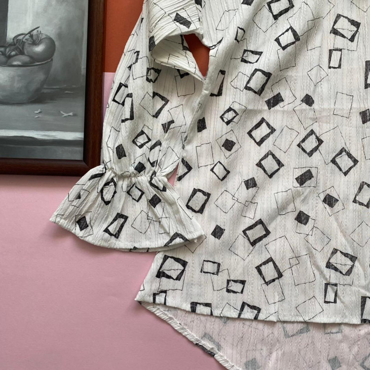 شومیز بهاره طرحدار سفید