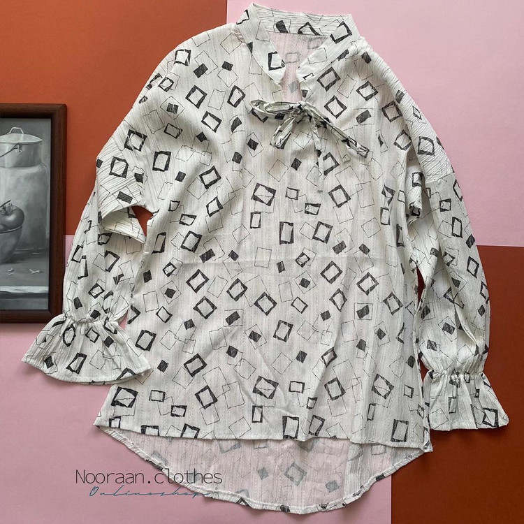 شومیز بهاره طرحدار سفید