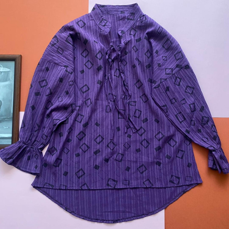 شومیز بهاره طرحدار بنفش