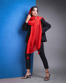 شال ساده پلیسه نخی قرمز